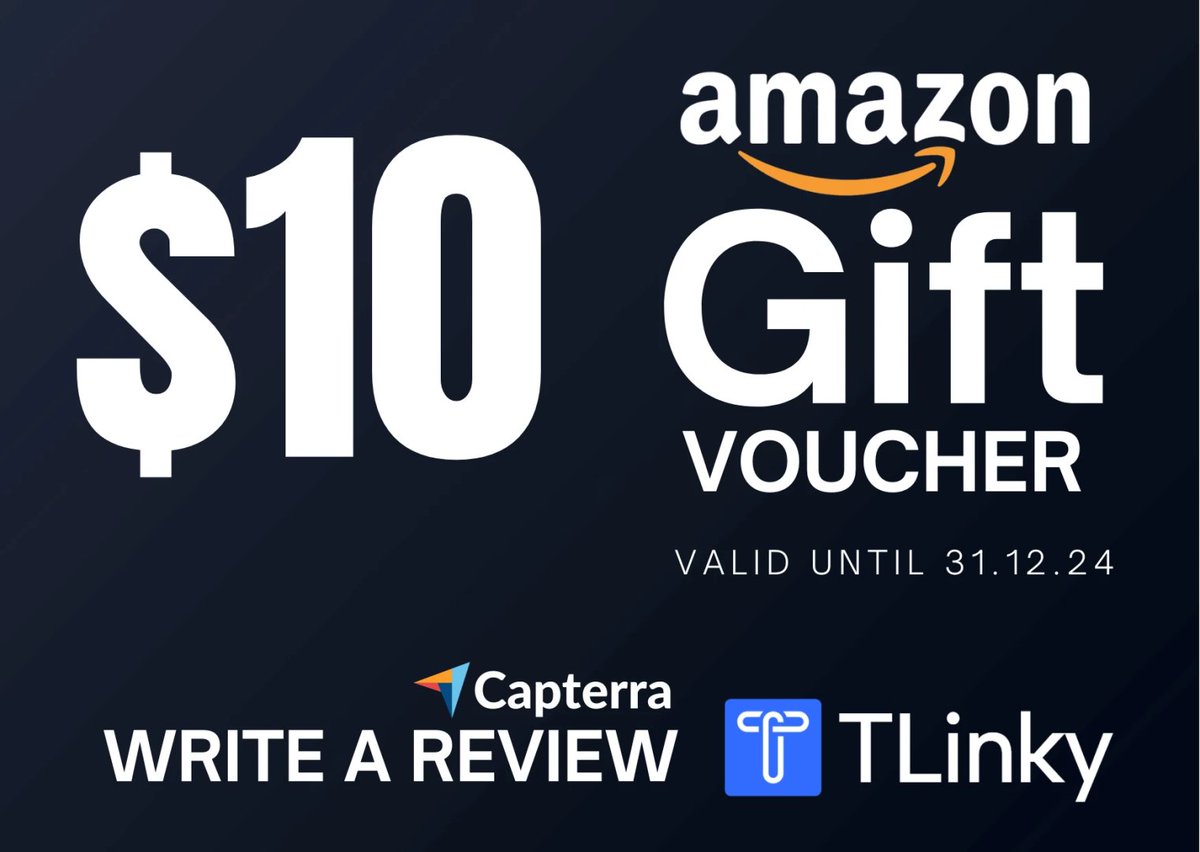 tlinkytweet's tweet photo. ๐Write a review about TLinky on Capterra and earn a ๐ฐ$10 Amazon Gift card voucher, Also please share this tweet. https://t.co/dRHShil70D
#Capterra #Review #Gift #GiftCard #amazon #TLinky #AmazonGiftCard #urlshortener #bio #qrcode #TIKTOK_USER #ugc #money #makemoney #saas https://t.co/4dlcBk6HDA