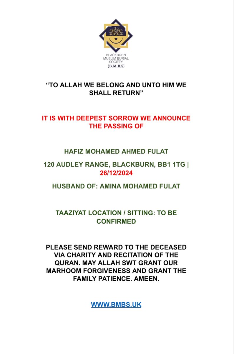 Blackburn Muslim Burial Society tweet media