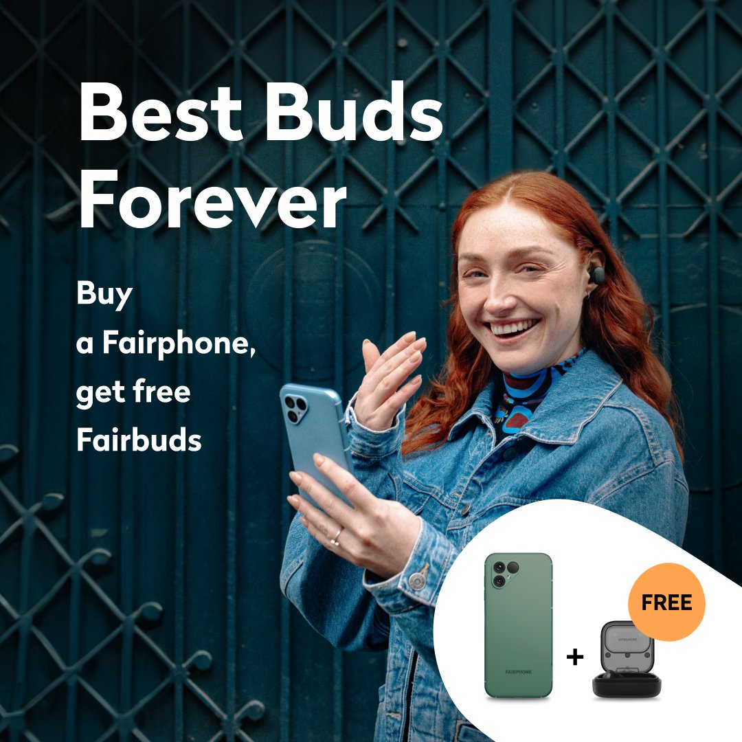 Buying a Fairphone 5? Get a free pair of Fairbuds free ✨ 

... But only if you need to. Removing the Fairbuds can be done manually during checkout.

➡️ Get yours here: bit.ly/3DzpD7g

#Fairphone #Fairbuds