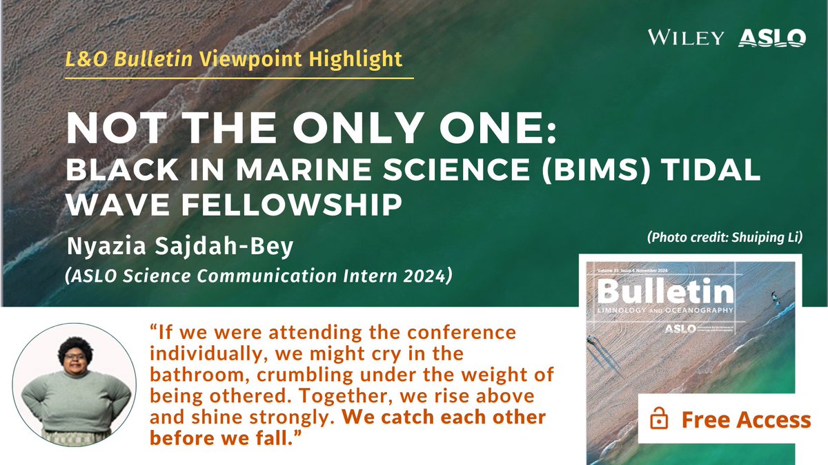 ASLO (@aslo_org) on Twitter photo We are proud to share a reflection of our most recent #ASLO #scicomm intern Nyazia Sajdah-Bey on the transformative experience of the BIMS Tidal Wave Fellowship at the UN Ocean Decade Conference in Barcelona. Inspired by <a href="/BlackinMarSci/">Black in Marine Science</a> founder Tiara Moore's impactful article We are proud to share a reflection of our most recent #ASLO #scicomm intern Nyazia Sajdah-Bey on the transformative experience of the BIMS Tidal Wave Fellowship at the UN Ocean Decade Conference in Barcelona. Inspired by <a href="/BlackinMarSci/">Black in Marine Science</a> founder Tiara Moore's impactful article