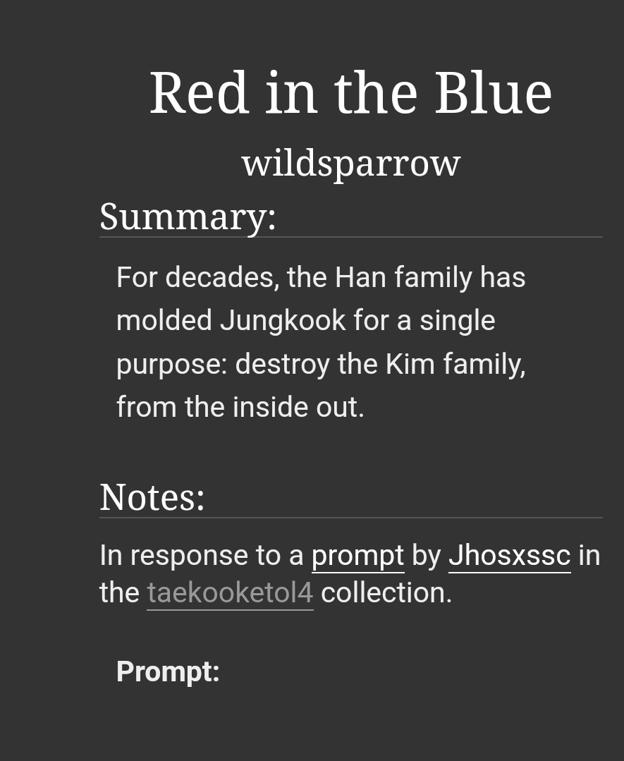 vkookficrec's tweet photo. vkook fic rec - Red in Blue by @wildsparrow_95

❥ organized crime au
❥ 163.8k, completed
❥ mob boss tae x bodyguard jk
❥ betrayal
❥ s€xual tension
❥ gu/n v1olence
❥ light bd$m
❥ angst with happy ending

🔗 : https://t.co/APJpGptUr3 https://t.co/0jW7cchDPA