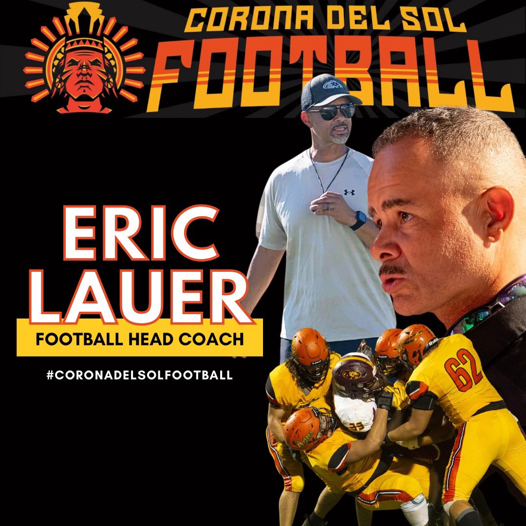 📣 Exciting News, Aztecs! 🏈

Please join us in giving a warm welcome to Coach Eric Lauer, the new Head Football Coach for Corona del Sol! 🧡

#CoronaDelSolAthletics #AztecFootball #WelcomeCoachLauer #GoAztecs