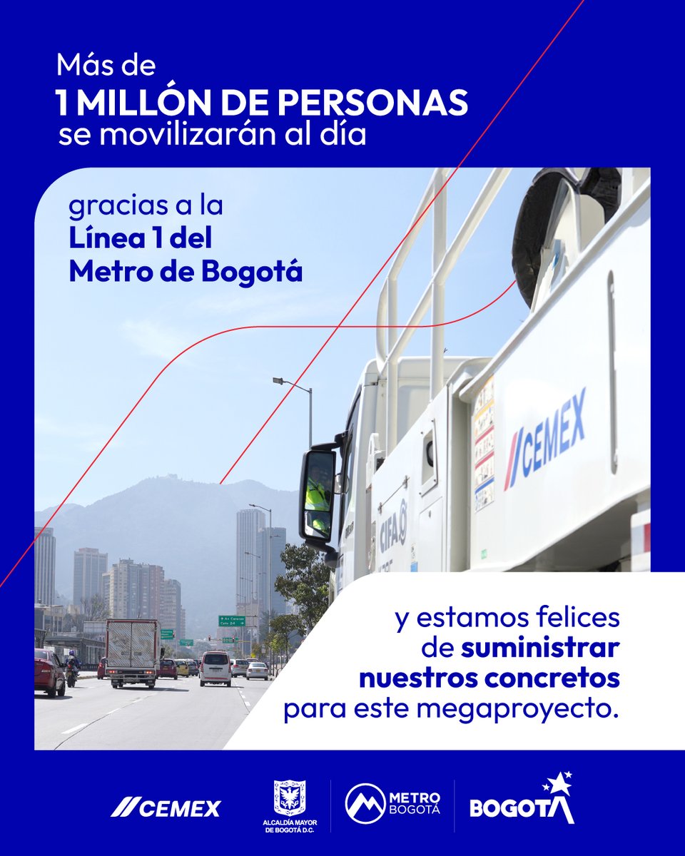 Cemex Colombia (@cemex_colombia) on Twitter photo La Primera Línea del <a href="/MetroBogota/">Metro de Bogotá</a> no solo mejorará la movilidad, sino que también conectará a 78 barrios de la capital colombiana, beneficiando millones de habitantes y mejorando su calidad de vida. #MovilidadUrbana #ElMetroAvanza #CemexEnElMetro La Primera Línea del <a href="/MetroBogota/">Metro de Bogotá</a> no solo mejorará la movilidad, sino que también conectará a 78 barrios de la capital colombiana, beneficiando millones de habitantes y mejorando su calidad de vida. #MovilidadUrbana #ElMetroAvanza #CemexEnElMetro