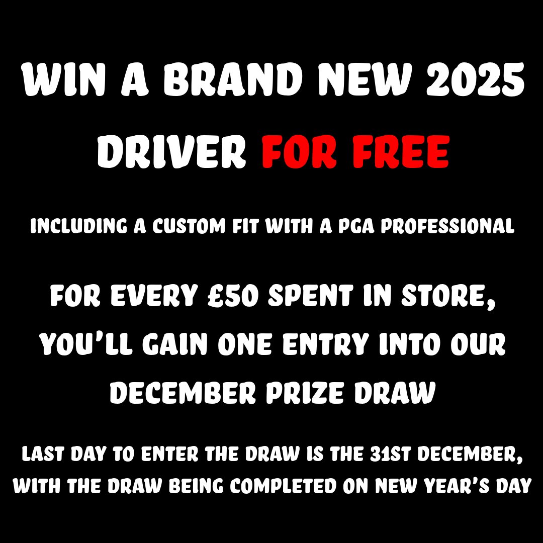 dlambertgolf's tweet photo. COMPETITION! 📢

WIN A BRAND NEW 2025 DRIVER FOR FREE! 

For every £50 spent in store, you will gain one entry into our prize draw to win a brand new 2025 driver, custom fit by one of our PGA professionals. The more you spend, the more entries you get! https://t.co/7FjPdZb48z