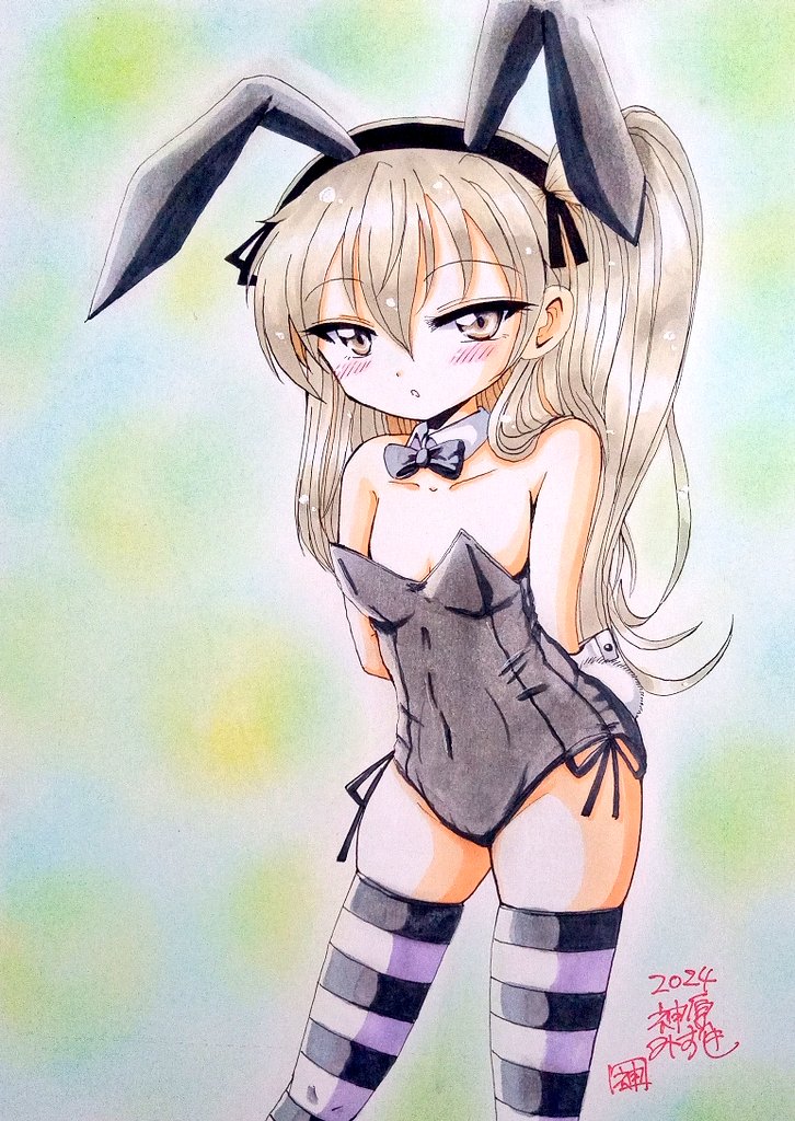 島田愛里寿 「バニー愛里寿ちゃんコピック手塗りA4イラストボード出来ました額付きで4000円で」|🌸神原みずきのイラスト