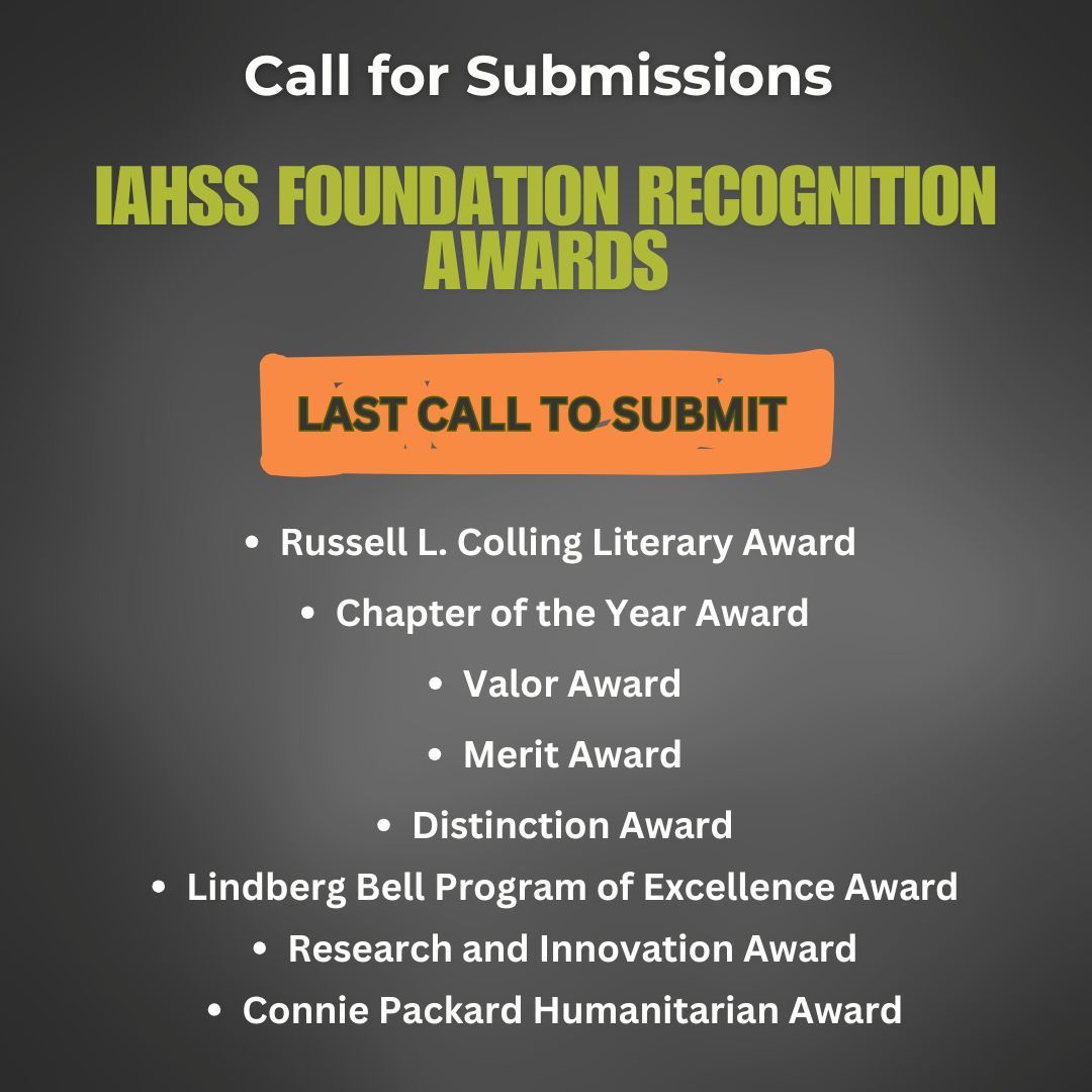 LAST CALL - Call for Submission for IAHSS Foundation Recognition Awards ▶️ buff.ly/4fYTlR7 
#healthcaresecurity #healthcaresafety #emergencymanagement