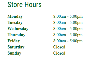 We hope everyone had a great Christmas! We are transitioning to our Winter Hours.
