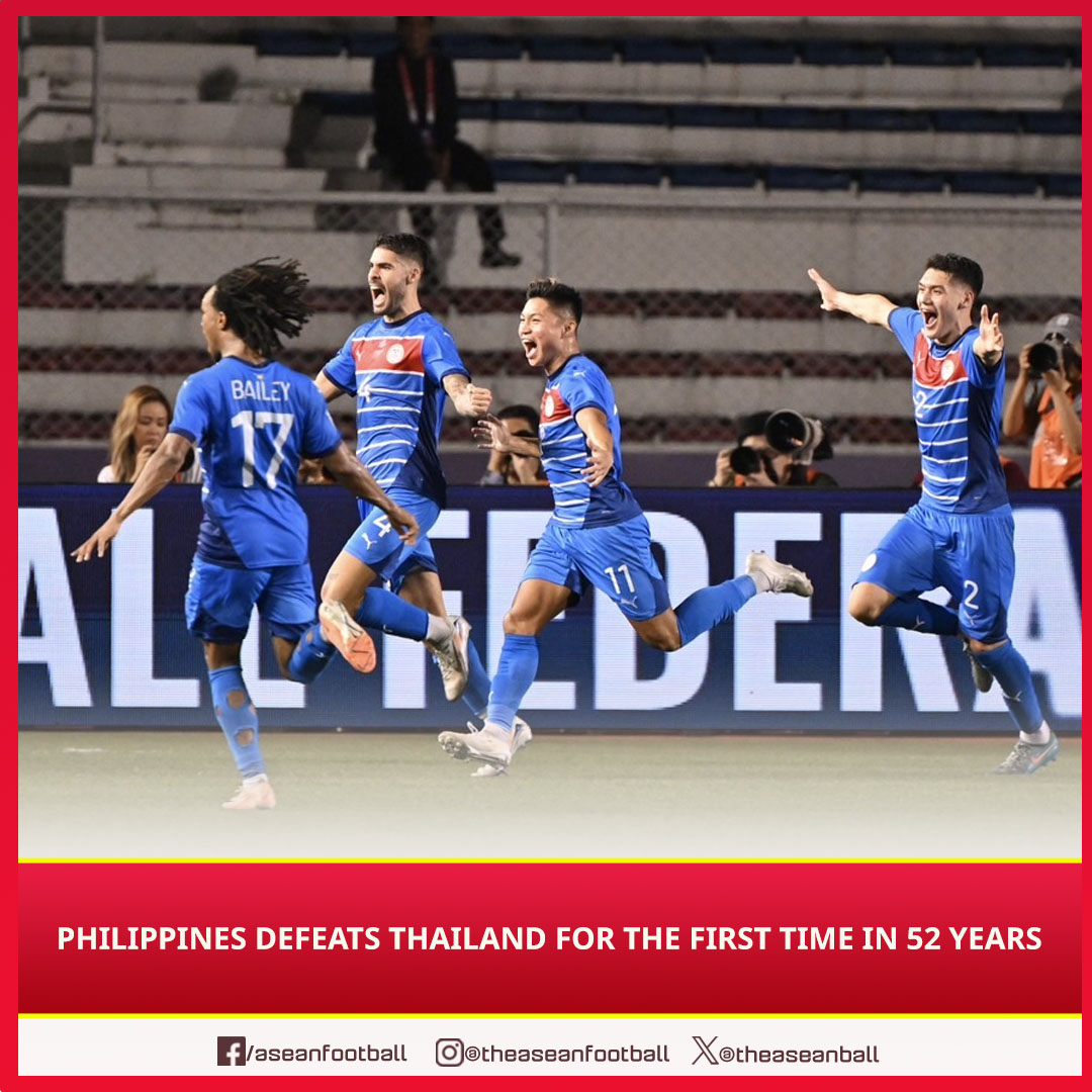 🇵🇭 Philippines defeats Thailand for the first time in 52 years! 🇹🇭

📅 The last time the Philippines beat Thailand in an official match was on June 10, 1972, during the Jakarta Cup 1972 held in Indonesia.