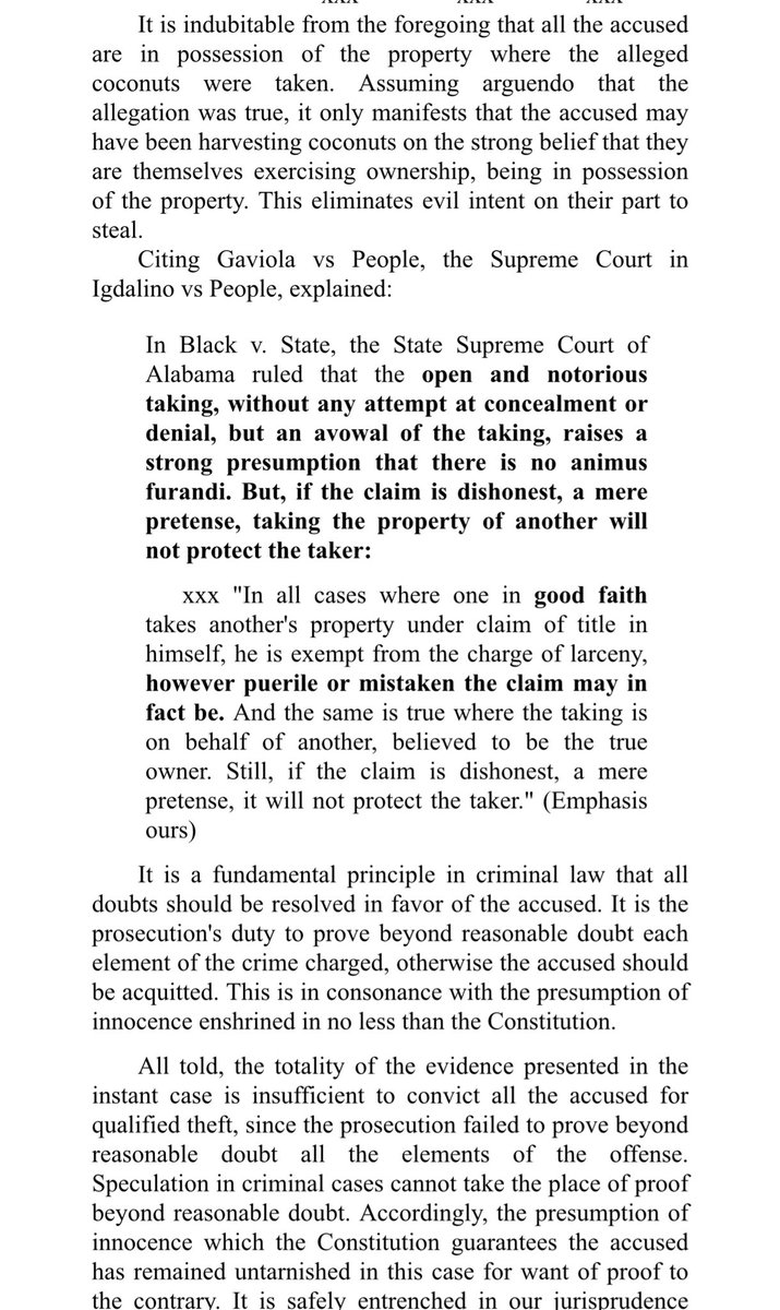 For those handling cases involving qualified theft of coconuts, this may be of help. The arguments I have presented should be highlighted during cross-examination. 

Sorry, the footnotes are not visible because I viewed the file on my phone. 

So far, granted lahat ang DTEs ko.⚖️