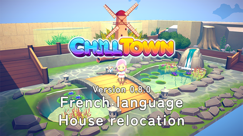 Hello everyone! 👋
🎮 Update 0.8.0 is live!
French language 🇫🇷
House relocation 🏠

✨ French translation will be polished further. Big thanks to <a href="/KultureGaming/">KGaming</a> and @poudredenuage!

🚀 Version 1.0.0 coming Q1 2025 with major content!
#chilltown #cozygame #indiegame #indiedev