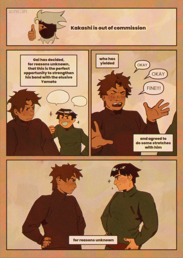 atoriv_art's tweet photo. [ #art #naruto - #mightguy #tenzo | #yamagai ]
comic based on one of my favorite clips of all time 

https://t.co/tjiZW5rfzR https://t.co/4IsaS034KA