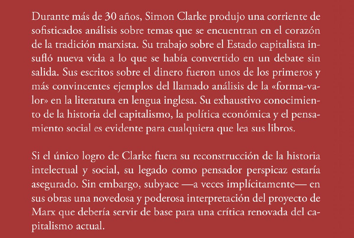 El 27 de diciembre de 2022 fallecía Simon Clarke. Dos años después, con la intención de continuar la labor de difusión que tan generosamente ocupó toda su vida, publicamos parte de su obra traducida al castellano, bajo el título: Introducción a la crítica de la economía política.