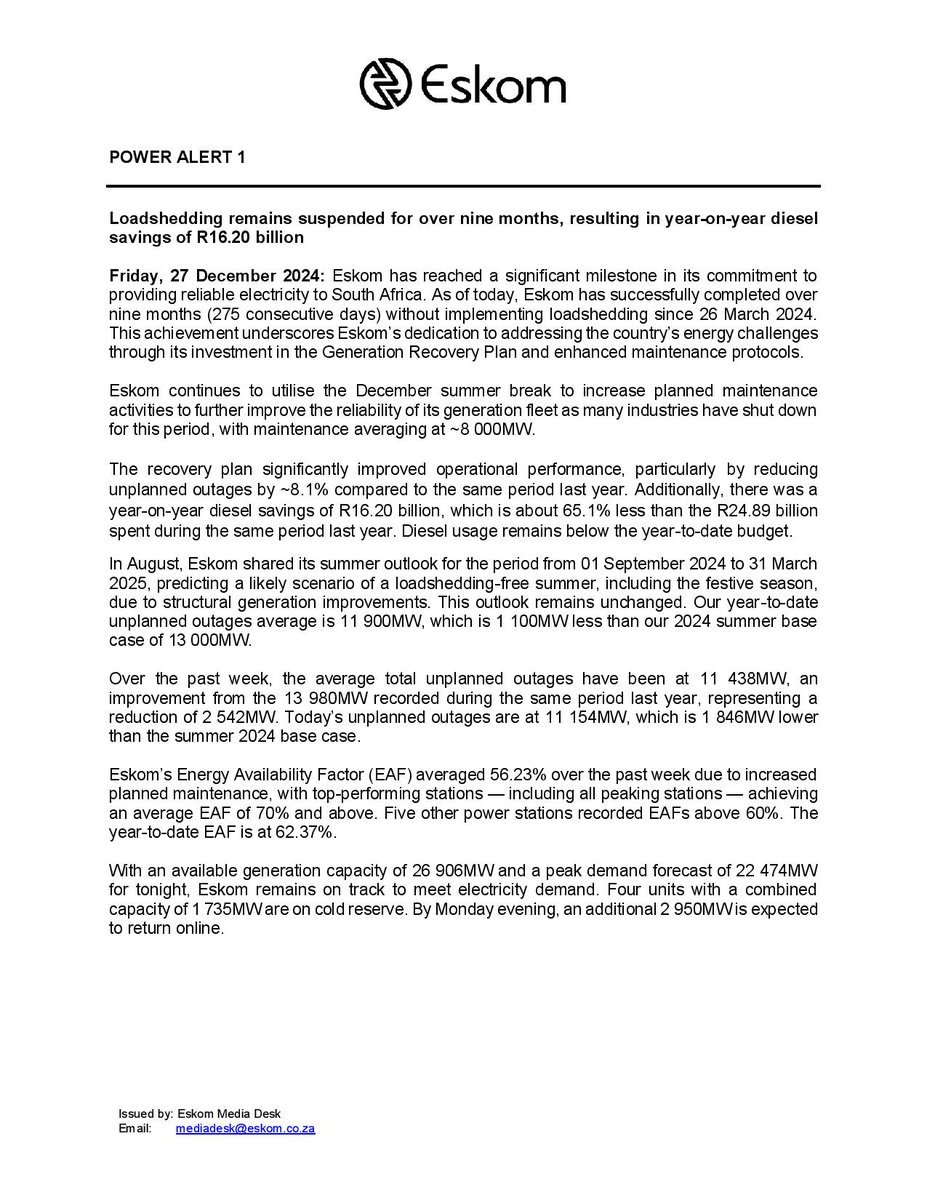 Eskom Hld SOC Ltd tweet media