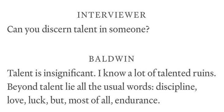 James Baldwin on talent vs hard work
