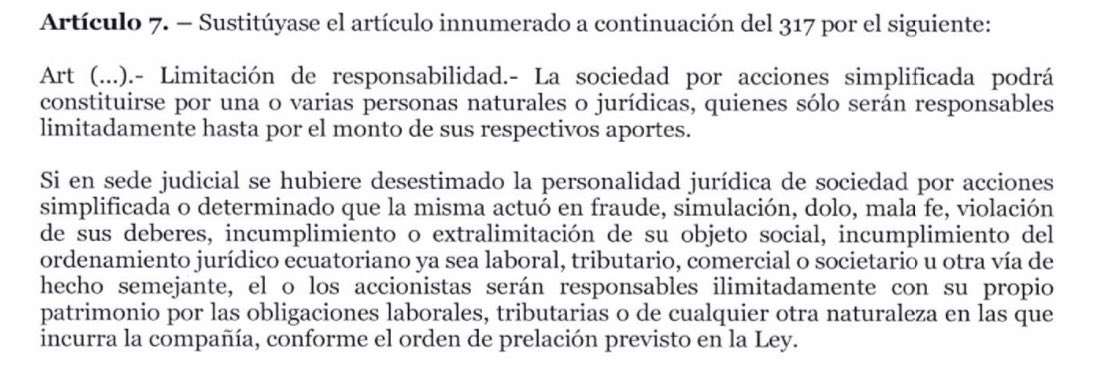 paulnoboav's tweet photo. La asambleísta @johaortizv propone, a través de este proyecto de ley, eliminar el principio de responsabilidad limitada de los socios o accionistas, haciéndolos responsables ante cualquier obligación asumida por una compañía (no solo las laborales), incluso sin fraude o abuso. https://t.co/TYg4nWcjOS