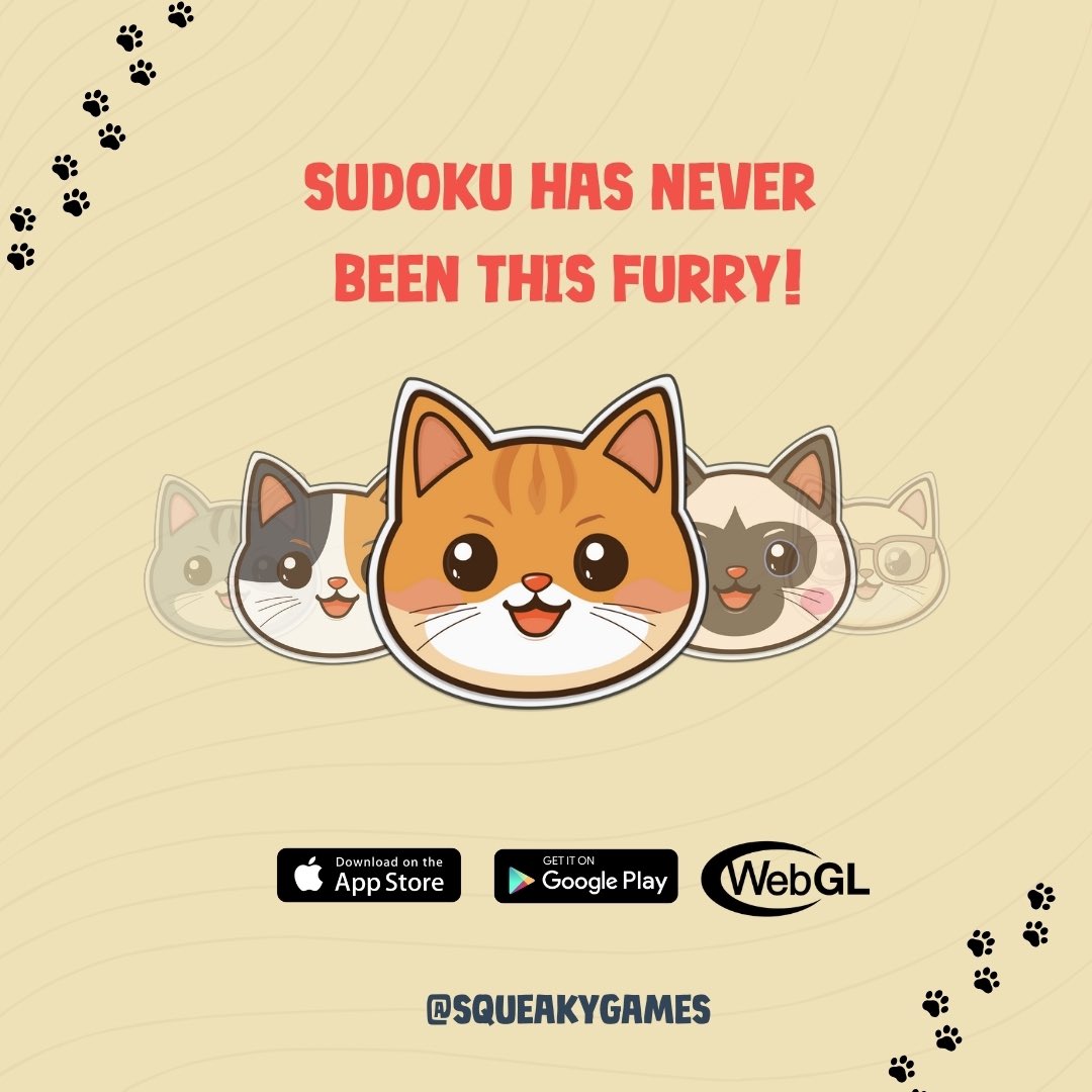 squeakygamesinc's tweet photo. Are you ready to paw your way to victory? 🐾 Choose your difficulty and start puzzling today!
✨ Download Miawdoku on iOS now. Visit https://t.co/fnyhxjOvp8 #Miawdoku #sudoku #mindgames #catsofinstagram #squeakygames #indiedev #gamedev #indiegame #indiegamedev #mobilegames https://t.co/uf6rAG36gC