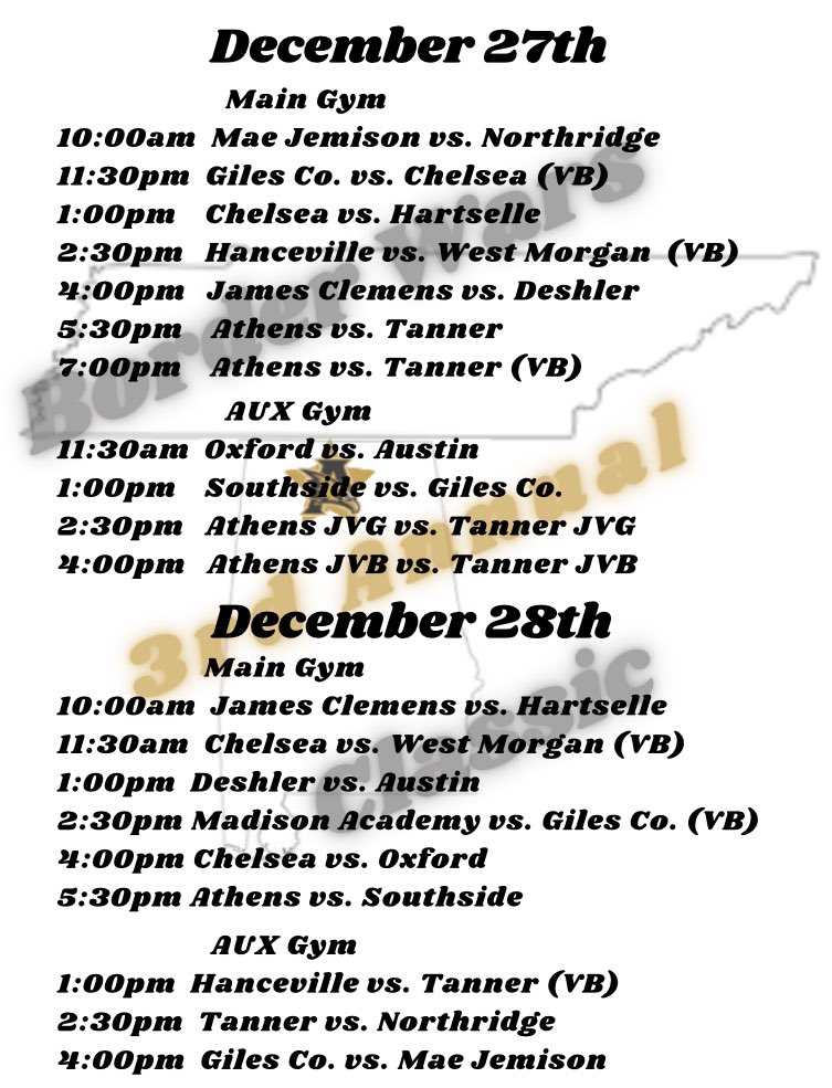 3rd Annual Border Wars Tournament is tipping off in 5 minutes! We have tough matchups all day today and tomorrow!