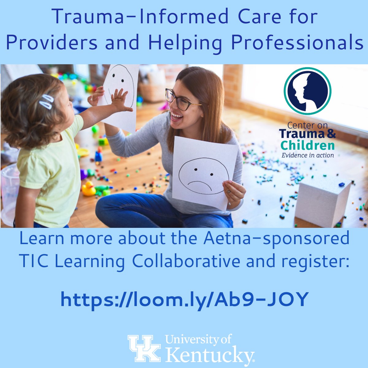 Are you a provider working with youth and their families interested in advanced training in trauma-informed practices? Learn more about the Trauma Informed Care for Providers and Helping Professionals Learning Collaborative and register here: loom.ly/Ab9-JOY  
#aetna #TIC