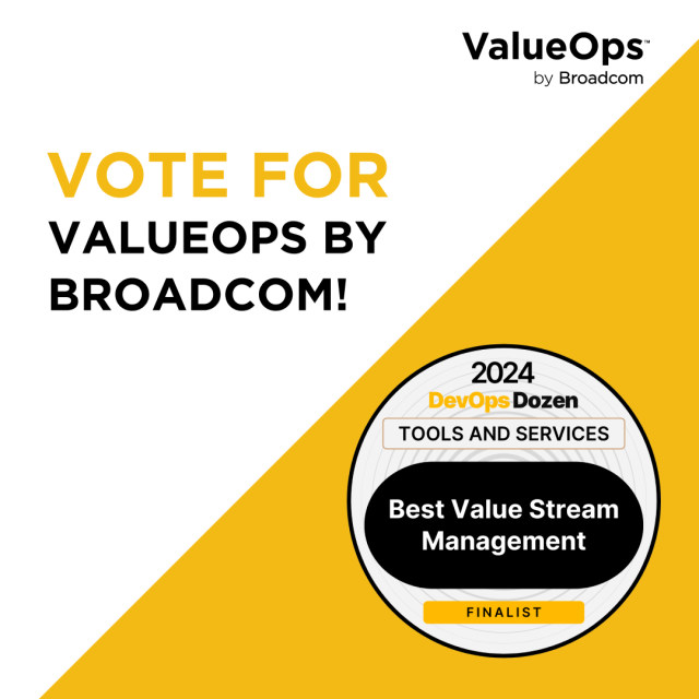 iVarunVerma's tweet image. Thrilled to be recognized! ValueOps by Broadcom is a finalist in the 2024 #DevOpsDozensAwards for Best Value Stream Management. 🏆 Voting is live, so show your support before Dec. 31, 2024! 🌟 Vote here! #DigitalTransformation #ValueStreamManagement dy.si/msVgP