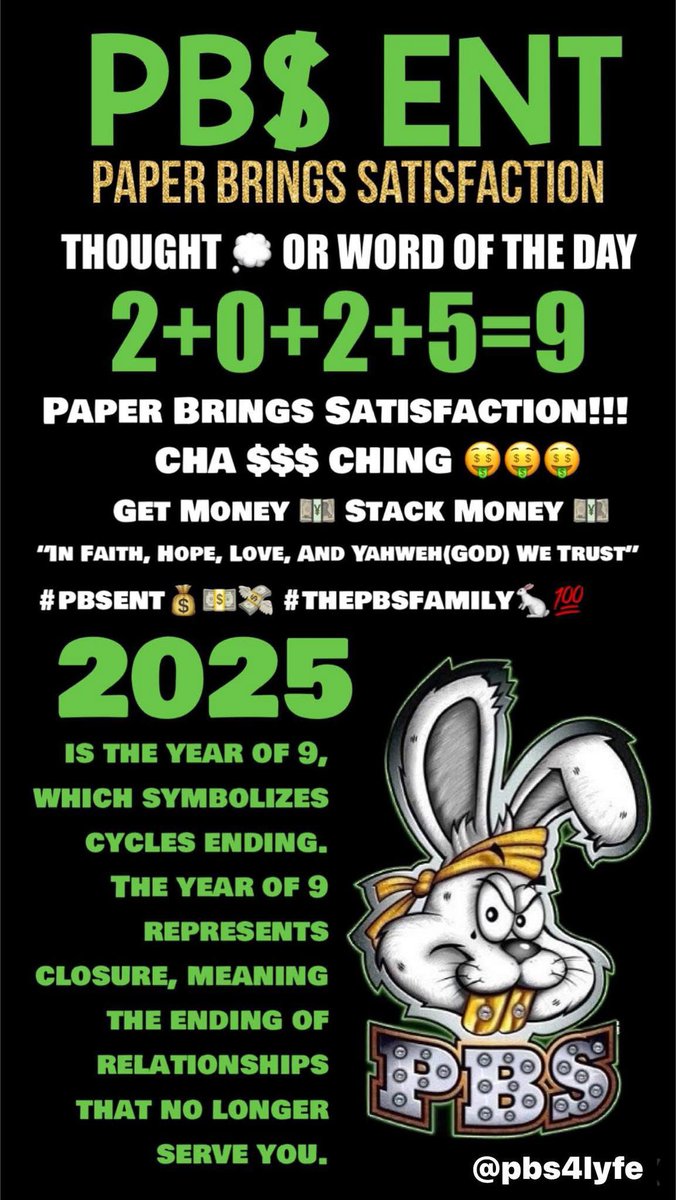 PB$ ENT THOUGHT 💭 OR WORD OF THE DAY: #2025NEWYEAR  [MUSIC &amp; VIDEOS MANAGEMENT, BOOKINGS, MERCH, &amp; ALL SOCIAL MEDIA INFO] @ ➡️➡️➡️ tappy.tech/pbs4lyfe #clickonlinkinbio‼️‼️‼️⬆️⬆️⬆️