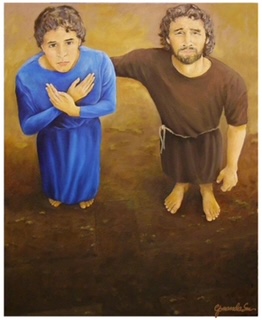 On December 27, the Church celebrates the feast of St. John the Evangelist, the Patron of the Society of Mary. The Gospel of John mentions this beloved disciple of Jesus, who stood at the foot of the cross along with Mary, Mother of Jesus. Artwork by Bro. Charlie Wanda, SM.