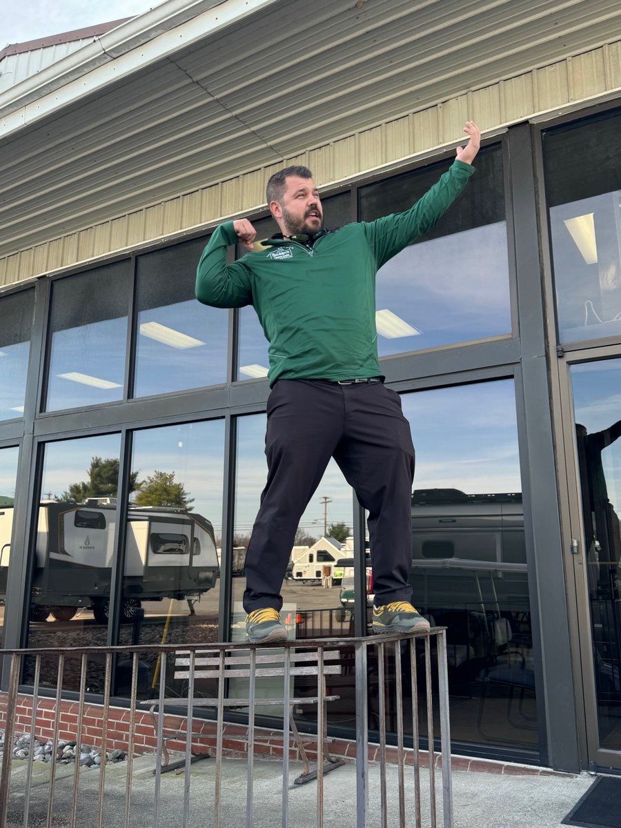 🤼‍♂️ #WTFriday - Chase is channeling his inner pro wrestler with a bold move right outside our front door. 🪜💪

😅 Drop your best wrestling name ideas for Chase in the comments!

#BeckleysRVs #RelaxExploreLIVE #RVFun #FridayMood #WTF #prowrestler #wrestlingring #wrestler