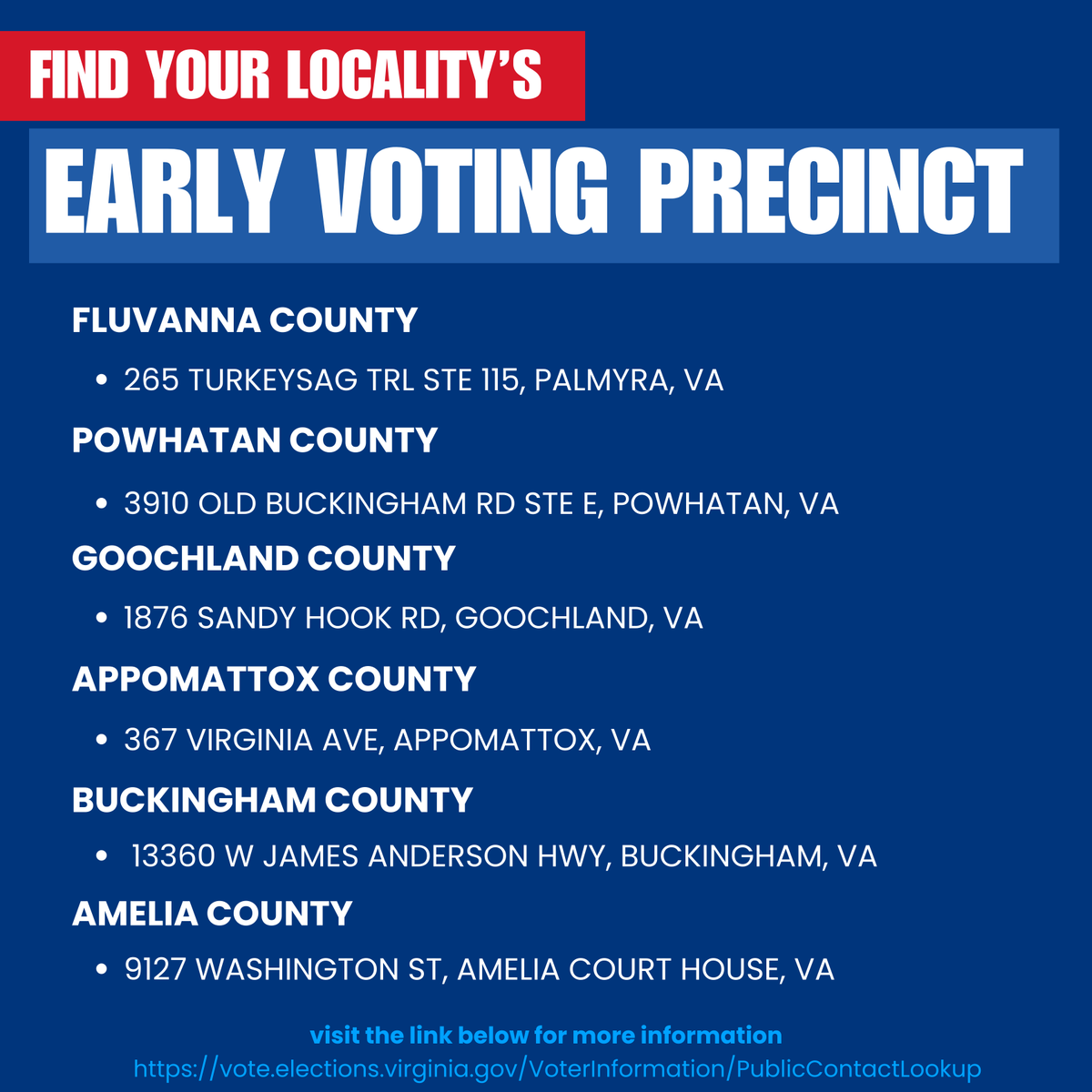 jacktrammell's tweet photo. EARLY VOTING for your District 10 senator begins TODAY through January 4th! Swipe to view where you can vote early. Get out and vote Virginia! #trammellva10 #webackjack https://t.co/oxwfzayTr2