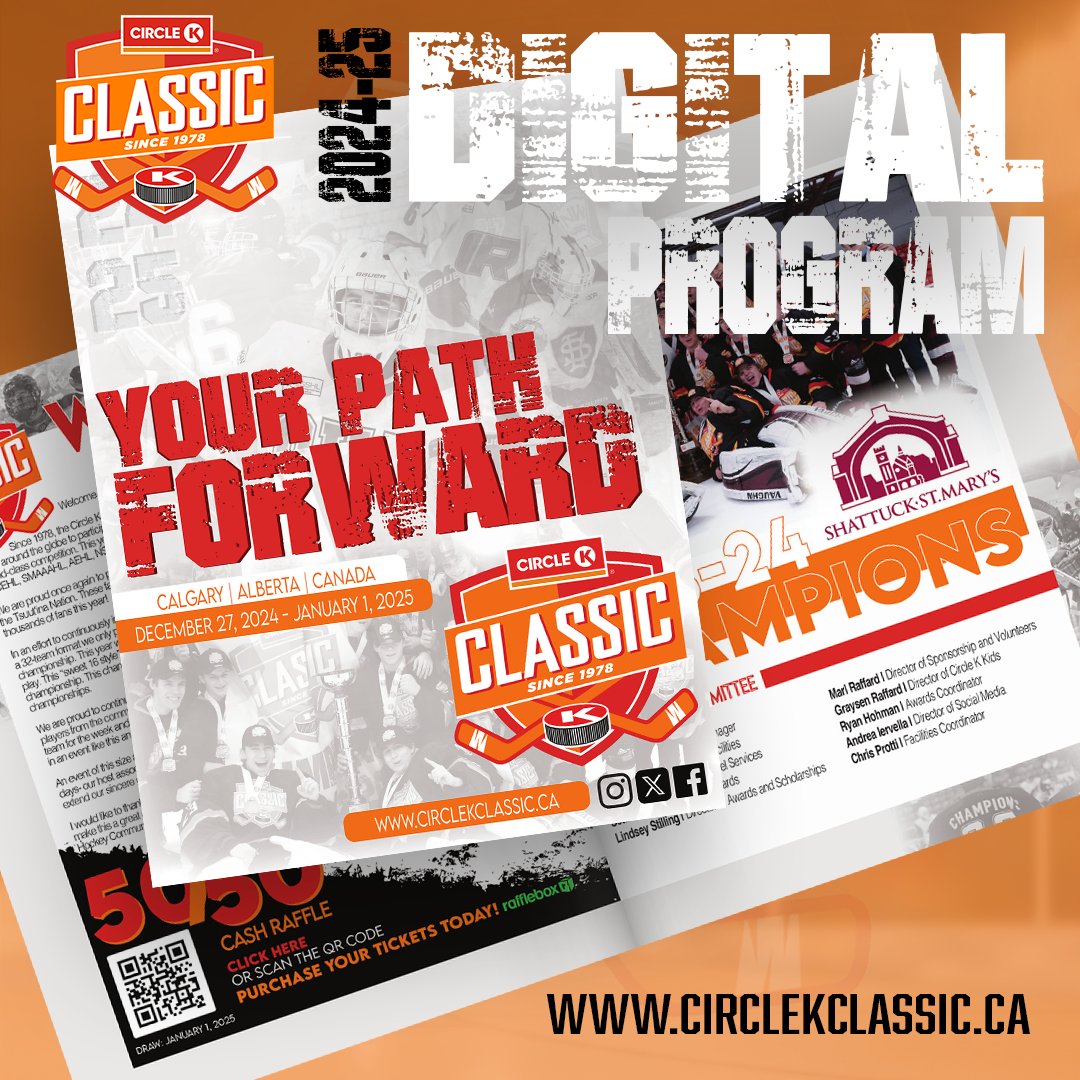 CircleKClassic's tweet photo. ⏳ Just 30 minutes until the first puck drops! Get ready for the action by exploring our 2024-25 Digital Brochure. View it here: https://t.co/8wR8DVV3QX

#CircleKClassic #HockeyTournament #GameDay #U18AAA https://t.co/h5yXexrkvp