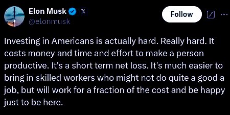 7Veritas4's tweet image. Elon won&apos;t invest in Americans because it costs too much. 

He won&apos;t move his businesses out of America because he gets too much in tax cuts and subsidies.

Elon was never about America First.

It was always Elon first.

Your move, MAGA.