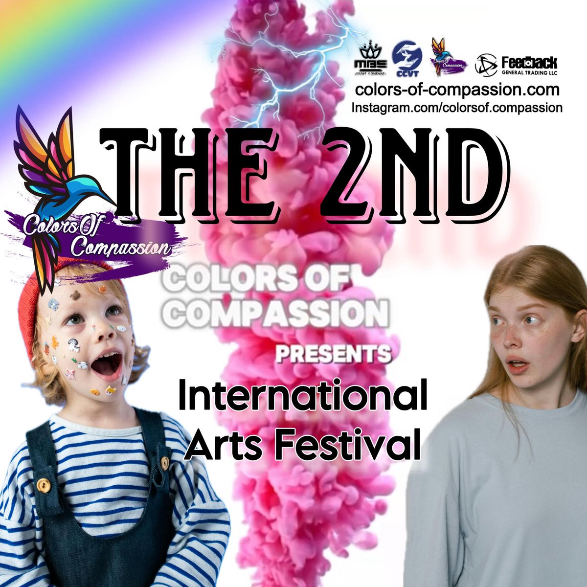 Compassiondxb's tweet photo. 🎨 Join us for the 2nd International Colors of Compassion Arts Festival! After a successful debut in Dubai, we’re calling artists worldwide to showcase works celebrating peace, tolerance, and unity. ����✨  [https://t.co/0VDYBKlubq]

#ColorsOfCompassion https://t.co/I0aBMOHCnp