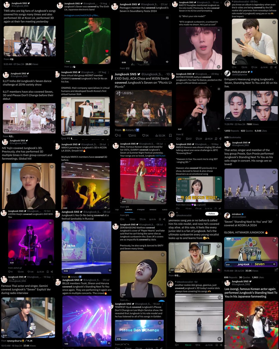 Every single day we have new idols covering Jungkook's music 🥹 he's fr THE IDOL of all young and old idols, he's so loved and admired 🫶

You have to have REAL TALENT and GOOD MUSIC to be mass appreciated in this way 💕