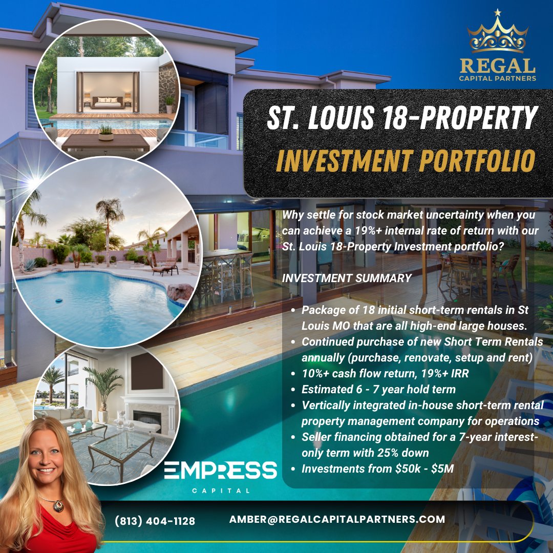 amberflemingre's tweet photo. Exclusive Investment Opportunity Alert!

Dive into our St. Louis 18-Property Investment Portfolio – a curated selection of high-end short-term rentals in one of the most sought-after markets. https://t.co/7RRDw8VMUr