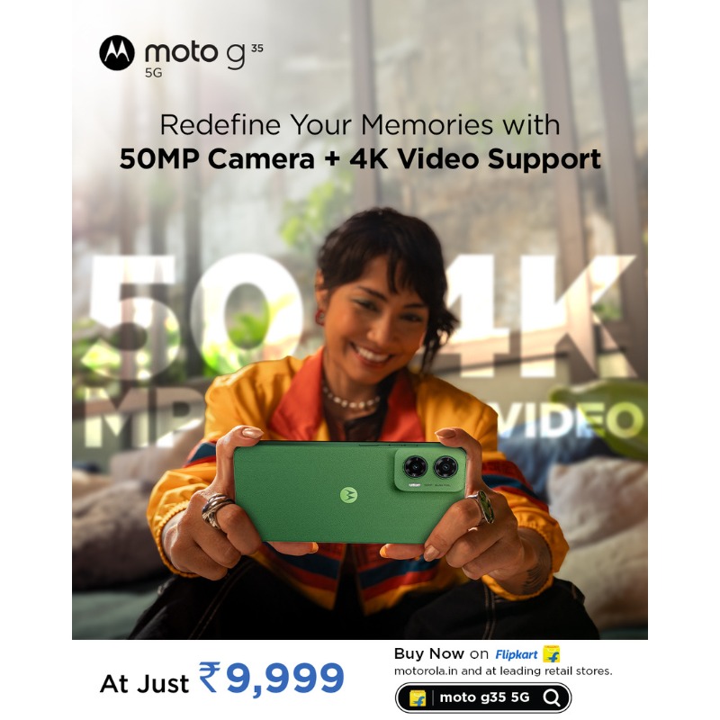 motorolaindia's tweet photo. The ultimate moto g35 5G is now all set to capture stunningly sharp images even in low light with our 50 MP camera system + 4K video support. 📸✨
Buy now at ₹9,999 on @Flipkart, https://t.co/azcEfy1Wlo, and at leading retail stores.
#MotoG35 5G #Motorola #ExtraaHai