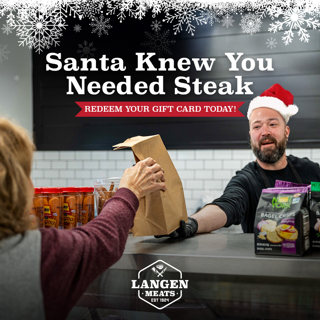 LangenMeatsIN's tweet image. Received a Langen Meats gift card this Christmas? Stop by Greensburg or Batesville and treat yourself to premium cuts. 🥩
✨ Perfect for starting the New Year off right!
#CookingWithLangenMeats #GiftCards #FreshCuts #GreensburgIN #BatesvilleIN