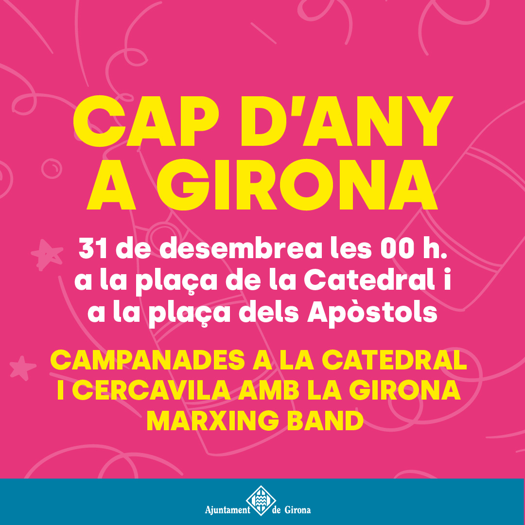 🥳🎶 L’Ajuntament de Girona organitza una cercavila per rebre l’any 2025.

🔔 Les campanes de la Catedral es podran escoltar des de la plaça dels Apòstols el dia 31 de desembre a les 12 de la nit.

👉 web.girona.cat/noticies?id=12…