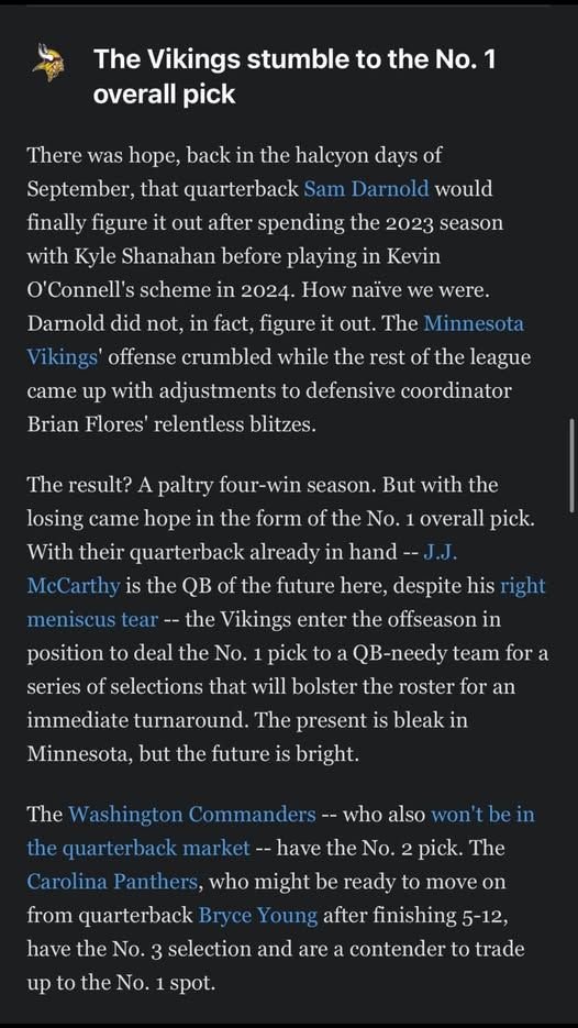 The next time someone says that nobody thought the Vikings were in a rebuilding year this season, just show them this from ESPN.
