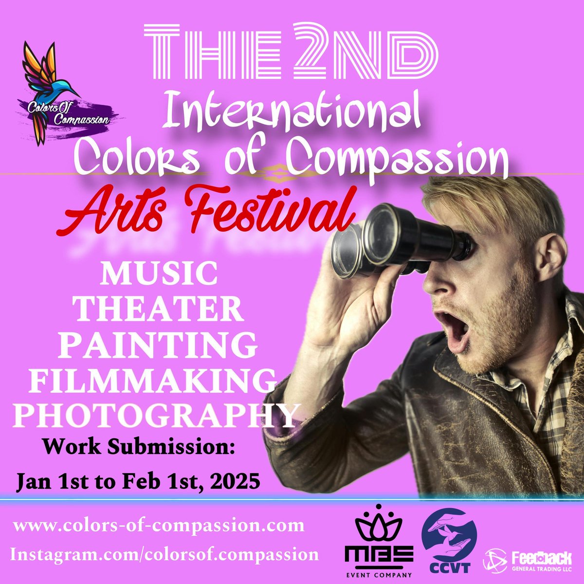 Compassiondxb's tweet photo. 🌍🎨 Showcase your creativity at the 2nd International Colors of Compassion Arts Festival! Join artists worldwide in celebrating dialogue, peace, and human values through art.

🔗 [https://t.co/rxvxxhAiRt]

#ColorsofCompassion #ArtsFestival #GlobalArtist https://t.co/1HlkM8ZKJR