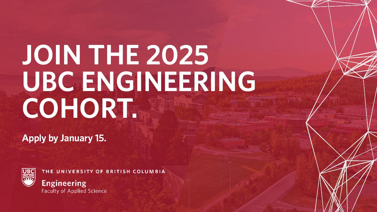 ubcengineering's tweet image. Make 2025 your year with #UBCEngineering! We offer outstanding educational and professional opportunities to help guide you to the career of your dreams.

🔗 Why wait? Apply today: bit.ly/3DERxyB