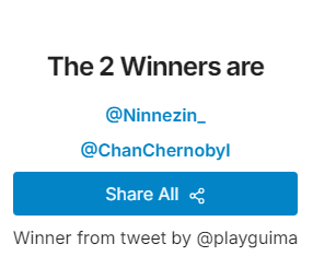 playguima's tweet image. Os 2 vencedores do sorteio foram: @Ninnezin_ @ChanChernobyl 

PARABEEEENS! Vocês tem até 24 horas pra me responder na DM ou vamos refazer o sorteio.