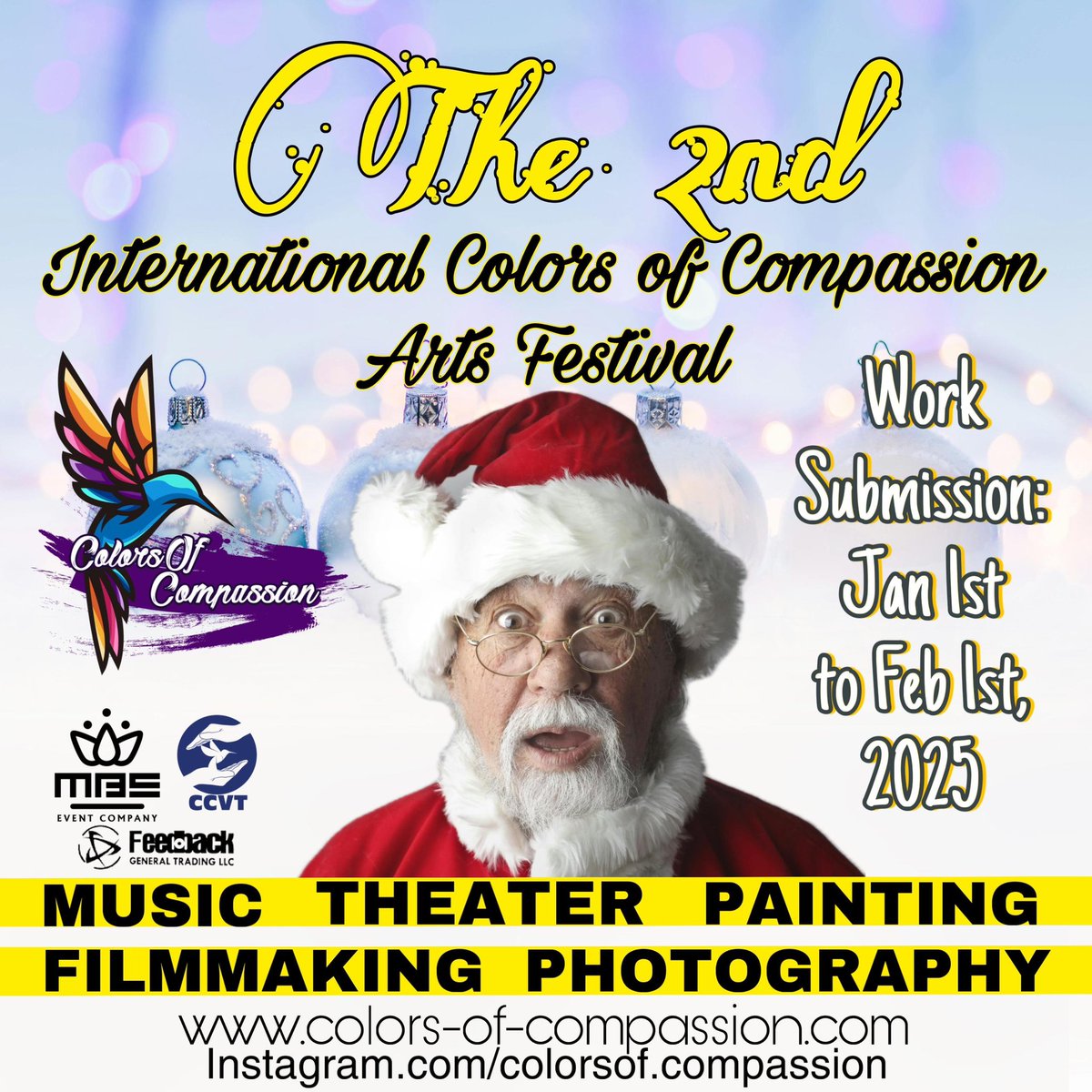 Compassiondxb's tweet photo. 🌟 Your art can change the world! Join the 2nd International Colors of Compassion Arts Festival to share your story of creativity, compassion, and beauty. 🌍🎨

🏆 Call for entries now open!

👉 https://t.co/0VDYBKlubq

#ColorsOfCompassion #GlobalFestival https://t.co/MvAAOmDgWC