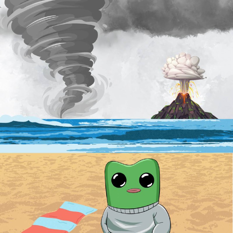 Just another day at the beach on the island of #chillfwog. Relaxed.  Based.  Unbothered