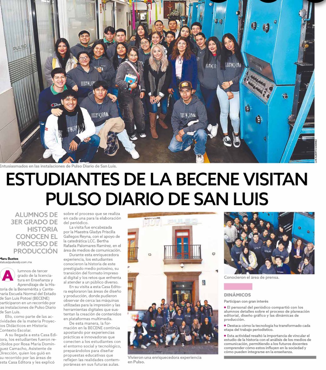 normopolisradio's tweet photo. Alumnos de la BECENE visitaron Pulso Diario de San Luis, explorando su transición digital y el proceso editorial. 📰✨ #BECENE https://t.co/bXZpjZ0jaD