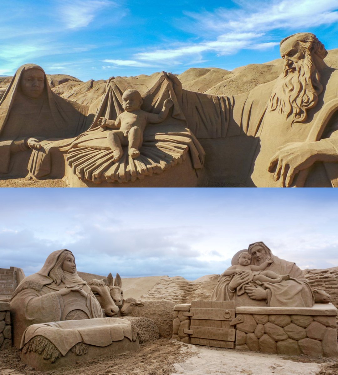 5. The incredible nativity scenes carved out of sand on Las Canteras beach in Gran Canaria, Spain