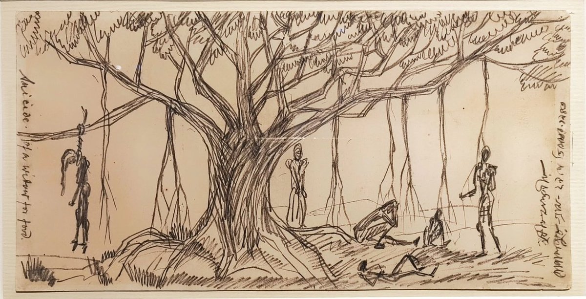 In 2025 I will begin a new project on women revolutionaries in the interwar period in India.

So the Bengal Famine of 1943 in which an estimated 4 million of my people died because of Churchill's food policies, will be an important feature of this work. 

This is a sketch by a