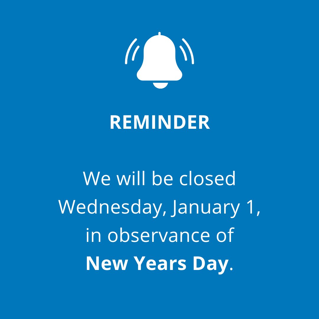 Don't forget... We will be closed on Wednesday, January 1, in observance of New Years Day. #ValleyStarCU #NewYearsDay #HappyNewYear #Holiday