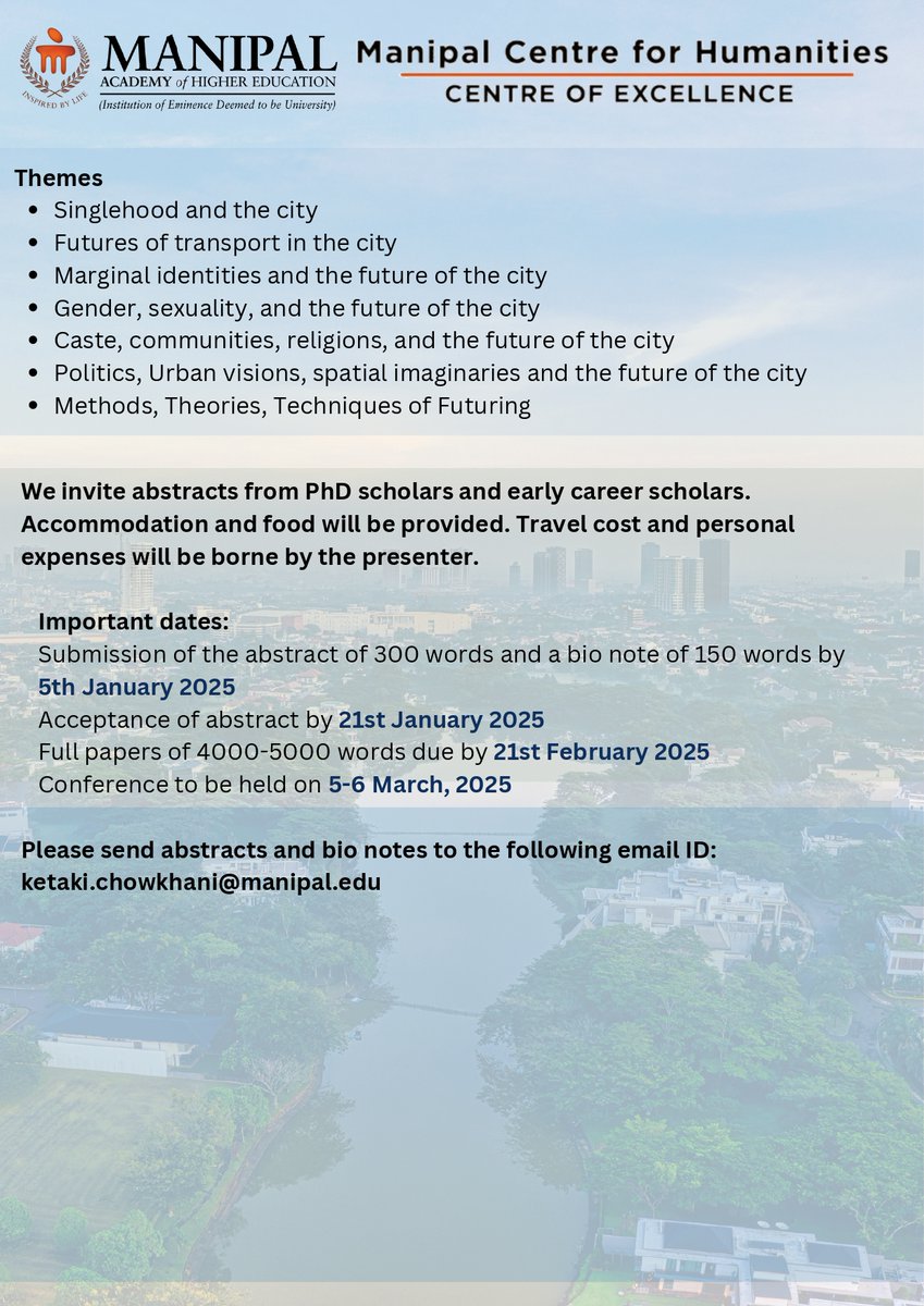 A gentle reminder that the deadline for submitting abstracts for the conference on Imagining Urban Futures is on 5th of January 2025!