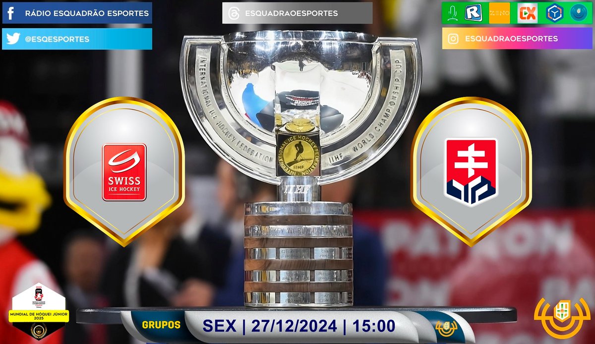 EsqEsportes's tweet photo. NO AR! Em https://t.co/wgHyDIttUE, https://t.co/ZXZxkV110l, https://t.co/Cefev7gvnI, ou pelos aplicativos CX Radio, RadiosNet, Zeno FM, ou Online Radio Box. #WorldJuniors #SWIvsSVK #GERvsFIN #SWEvsKAZ #LATvsCAN #TemporadaDasCopasEE https://t.co/g8LugaLLgj