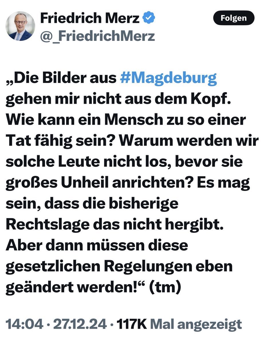 ist doch gar nicht so kompliziert ⁦<a href="/_FriedrichMerz/">Friedrich Merz</a> :⁩ 
#AfD abschieben ... wenigstens verbieten. Selbst keinen rechten Dreck reden und solche menschenfeindlichen Denkweise in der CDU und deren Umfeld bekämpfen.