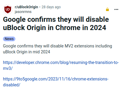 TutaPrivacy's tweet photo. In 2024 @Google forced users to choose between @googlechrome  and @ublockorigin 

Most chose the latter because finally everyone understands it's time to quit Google. 😎

Here are our favorite browser alternatives:
➡️  https://t.co/pDehHWh63D

Which one did you pick?

🦊 Firefox
🦆  DuckDuckGo
🕵️ Tor Browser
Mullvad
Pale Moon
Puffin
GNU IceCat
WaterFox
Brave
Hyphanet
