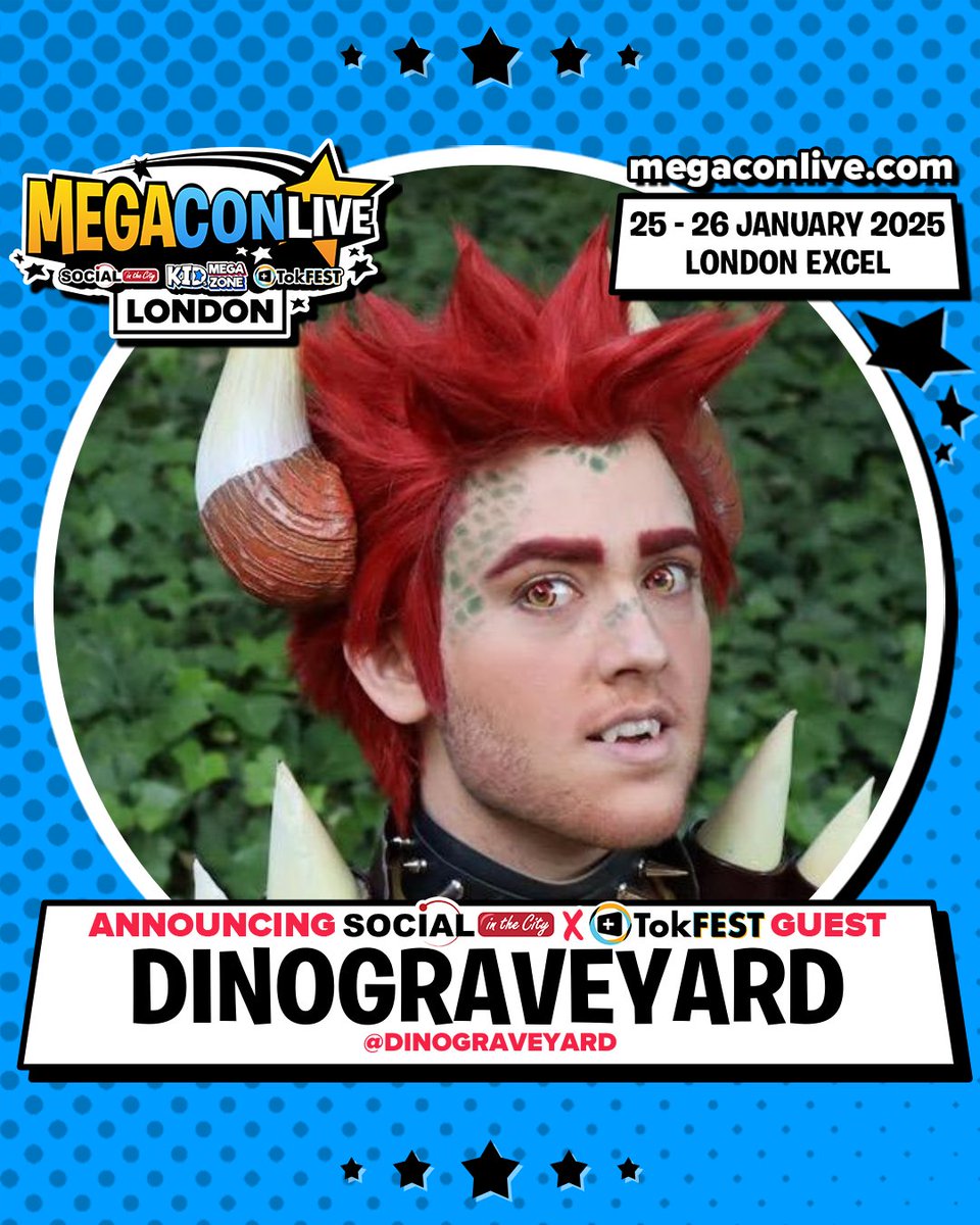 Excited to reveal that @dinograveyard and <a href="/lovebunnycos/">Ken</a> are joining us as creator guests at MegaCon Live London this January! Meet Ken &amp; Kade at our SitC/TokFEST Creator Hub within MegaCon Live! 🎉

25-26 Jan, London ExCeL! Tickets on sale @ megaconlive.com! #MegaConLive